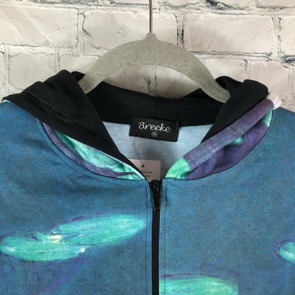 NWT Breeke Monet Waterlilies Zip Up Hoodie - Picture 3 of 7
